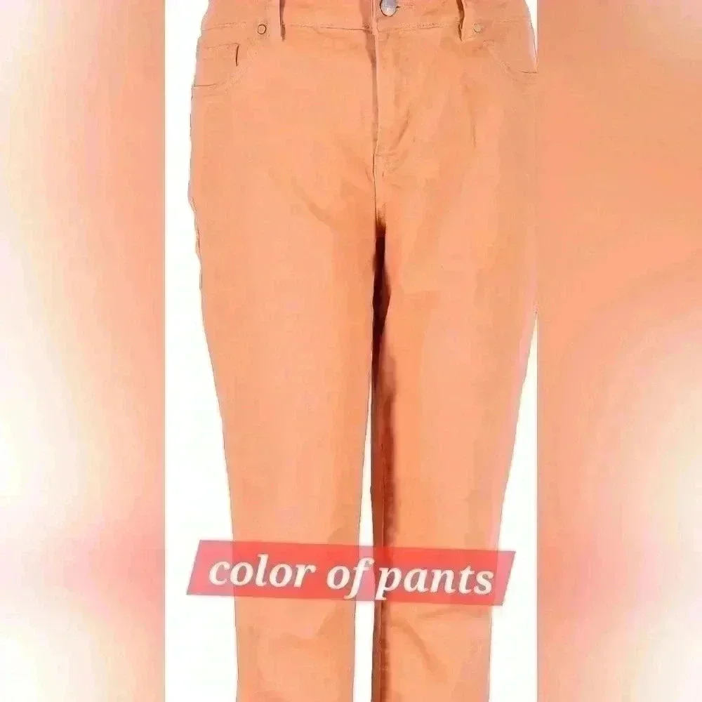 Michael Kors Izzy Cropped Skinny Womens Denim Jeans 14 Mid Rise Peach Orange